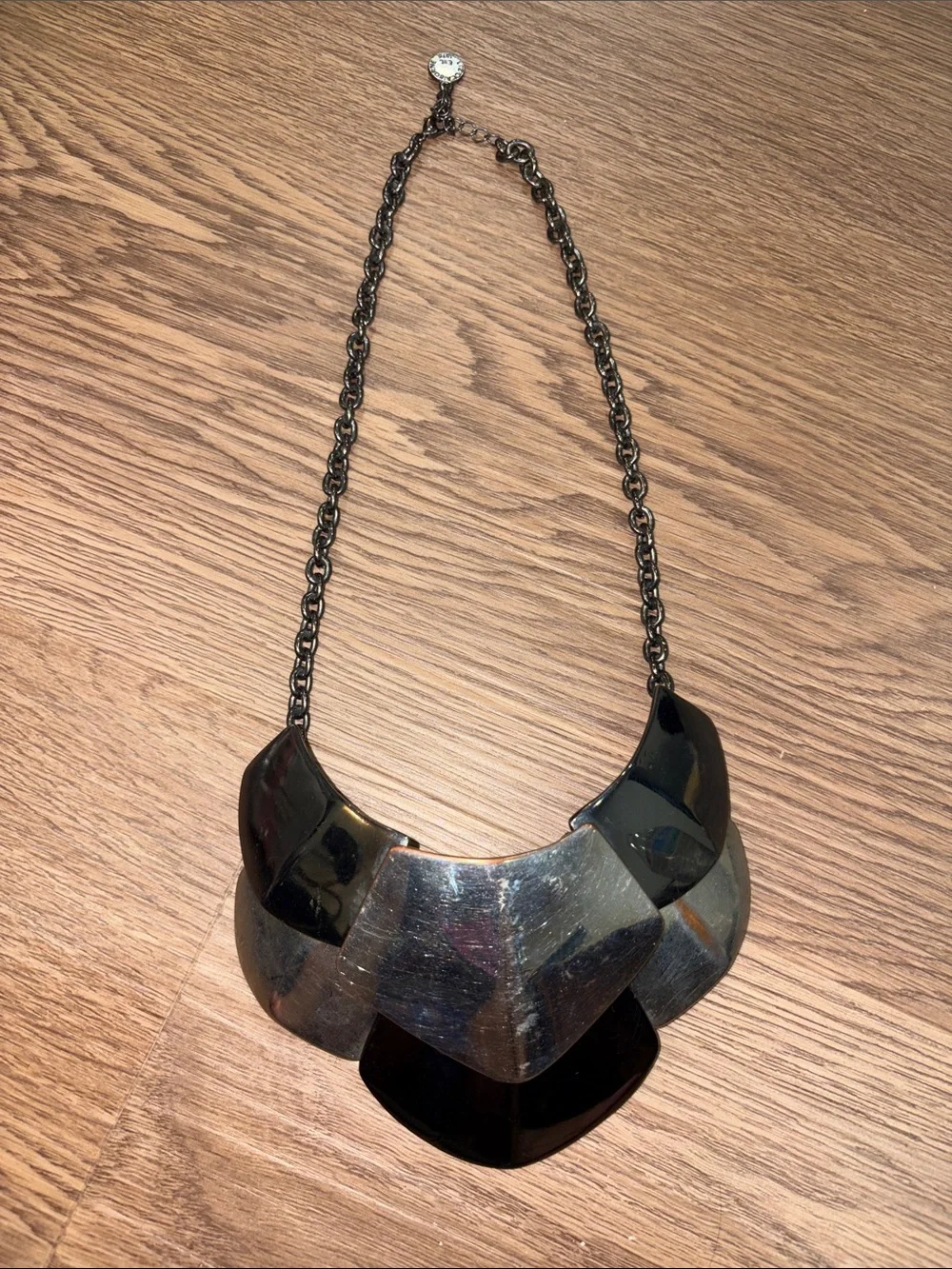 Liz Claiborne Black and Silver Geometric Collar Necklace